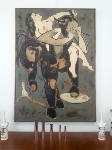 "La Chevauchée", oil on canva by Miyaké, signed and dated 1955